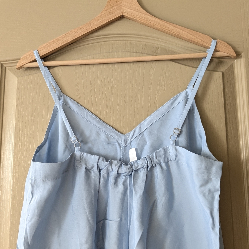 Athleta Calm Cool Romper Jumpsuit Light Blue Pajama Sleep Loungewear - Picture 5 of 10